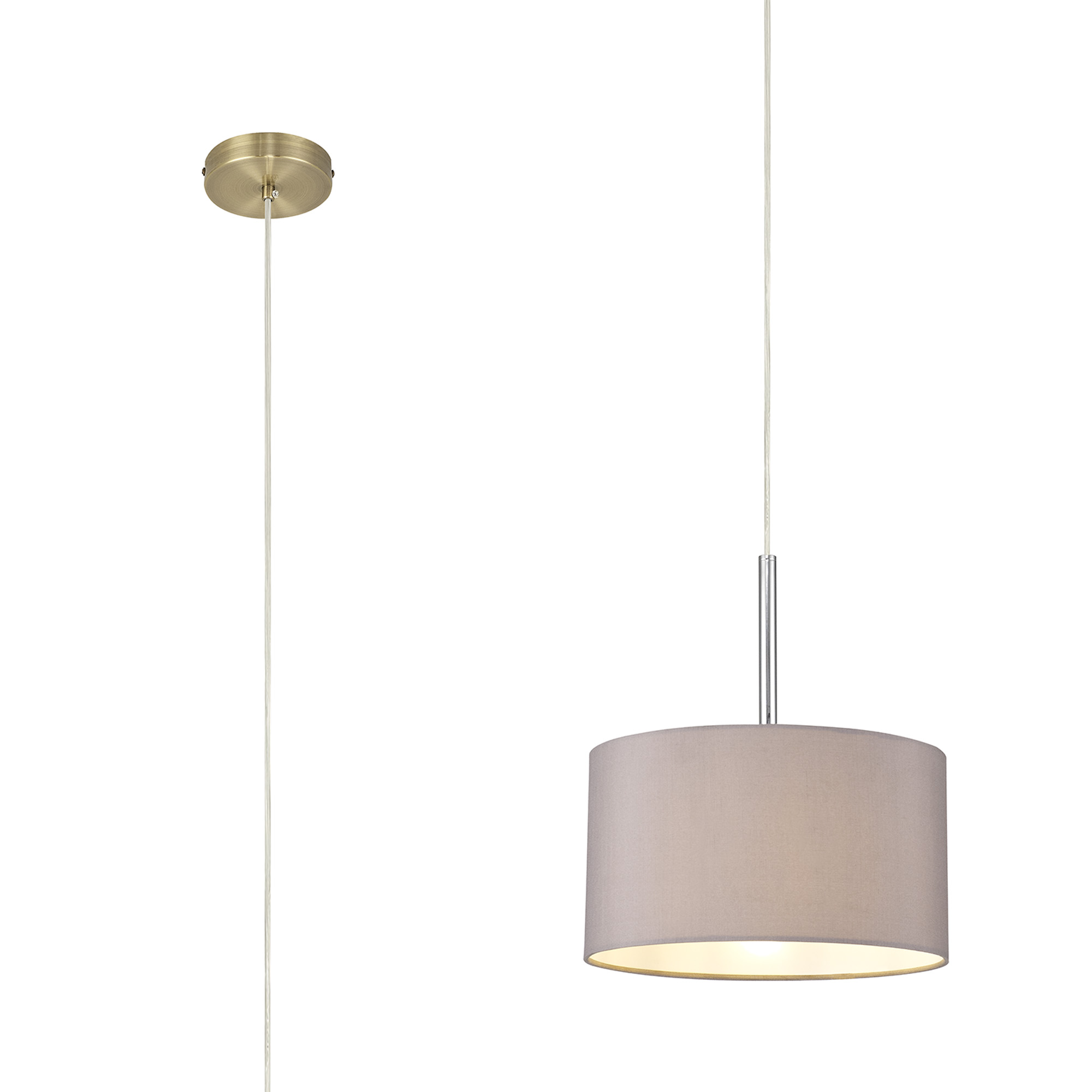 DK0206  Baymont 30cm Pendant 1 Light Antique Brass, Grey